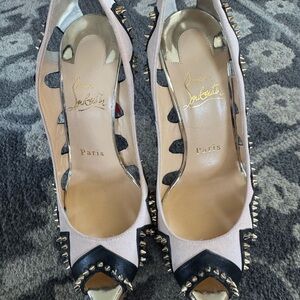 Christian Louboutin Black and nude Spiked Heels